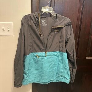L.L.Bean Gray and Teal Rain Jacket